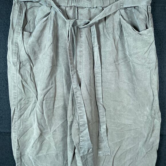 Thread & Supply Womens Pants Green Paperbag Wide Leg Elastic Waist Boho M - Picture 2 of 13